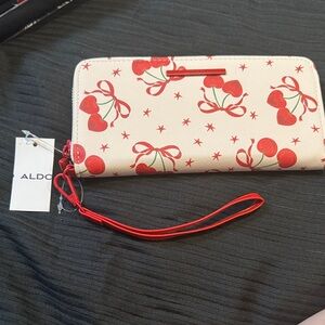 Aldo Red Cherry Pattern Wallet